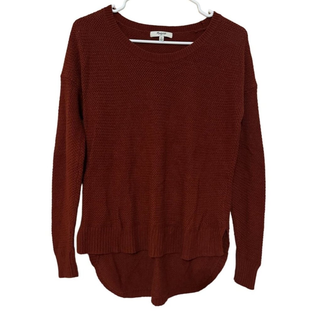 Madewell Waffle Knit Rust Orange Pullover Sweater High Low Woman's‎ Size XS